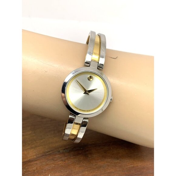 Movado Women's Watch 0607150 Aleena Swiss Quartz Petite 27mm Two Tone Bangle - Picture 11 of 14